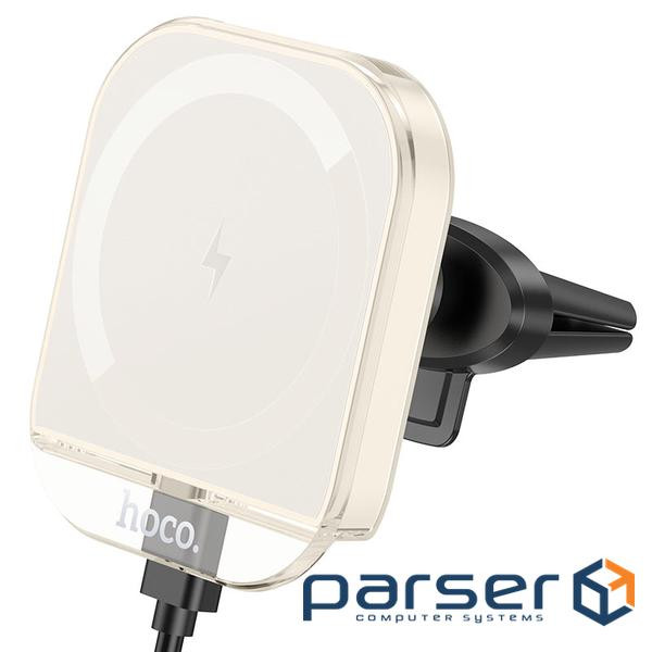 Автоутримувач HOCO HW17+ Wireless Charging 15W, кріплення на торпеду, затискач 50-90мм, Black, Box