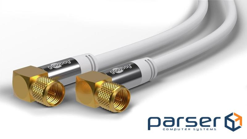 Кабель антенний-подовжувач RF:F M/M 2.0m,D=8.0mm 90ё/90ё 4xShield(128) Cu,білий (75.07.0483-1) (75.07.0483-1)