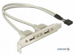 Планка корпусні USB2.0 Ax2 -> PinHeader планка, 0.35m 2x5pin Slot Bracket, HQ, сірка (78.01.4334-125)
