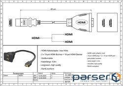 Monitor adapter HDMI 1x2 (Splitter), Pas 0.2m Gold 1080i@60Hz, black (75.06.8784-1)