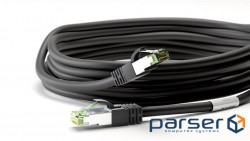 Shielding patch cord RJ45 SFTP8.1 0.25m,patch AWG24 D=8.2mm LSOH Gold Cu, black (75.06.6719-10)