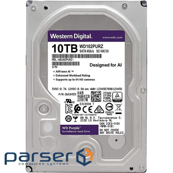 Жорсткий диск 3.5" WD Purple 10TB SATA/ 256MB (WD102PURZ)