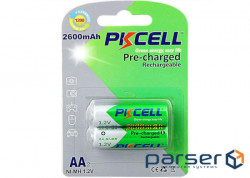 Battery PKCELL Pre-charged Rechargeable AA 2600mAh 2pcs/pack (AA2600-2B(2pcs/card))