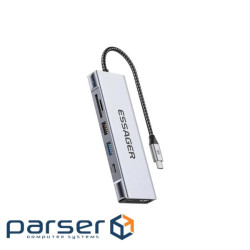 Концентратор Essager USB-C 8-in-1 HDMI + USB 3.2 + USB-C + SD/TF + M.2 PCIe/NVMe/SATA (EHB08-QK0G-Z)