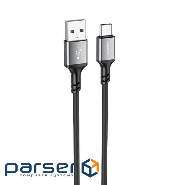 Кабель BOROFONE BX83 Type-C Famous silicone charging data cable Black (6974443386417)