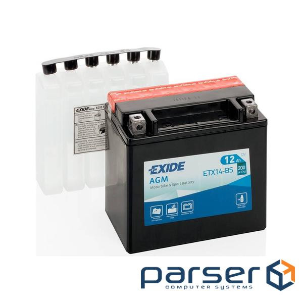 Акумулятор автомобільний EXIDE AGM 12Ah (+/-) (200EN) (ETX14-BS)