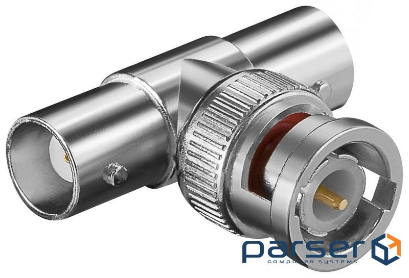 Перехідник мережевий BNC 1x2 M / F, T-адаптер 52 Ohm, HQ, серебряный (21.17.2216-5)