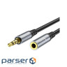 Кабель мультимедійний 3.5mm M to 3.5mm F 1.0m Gray HOCO (6931474762153)
