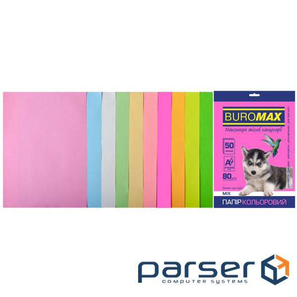 Папір Buromax А 4, 80g, PASTEL+NEON, 10colors, 50sh (BM.2721750-99)