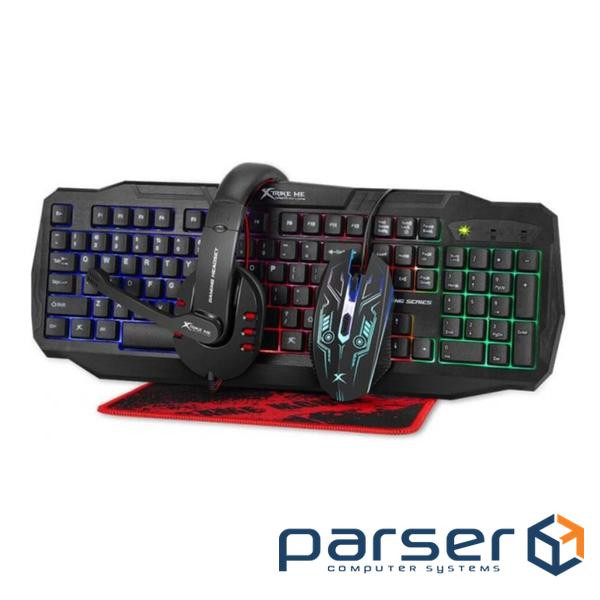 Set XTRIKE ME CM-406 4 in 1, Black, keyboard+mouse+headphones+pad (6932391922521)