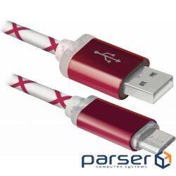 Date cable USB08-03LT USB - Micro USB, RedLED backlight, 1m Defender (87556)
