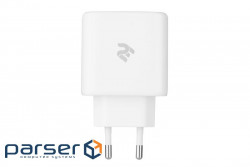 Зарядний пристрій 2E USB-C Wall Charger GaN 65W, white (2E-WC3USB65W-W)