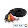 Кабель мультимедійний Jack 3.5mm male to 3RCA 1.5m Extradigital (KBV1731)