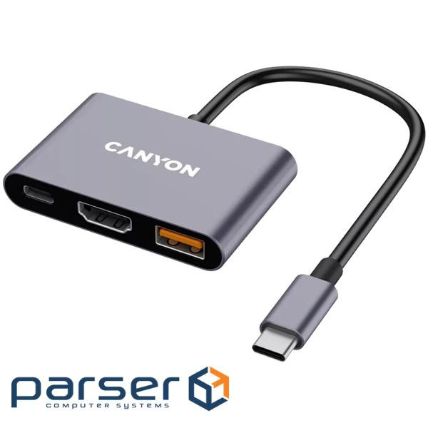 CANYON hub DS-4 3in1 USB-C Grey (CNS-TDS4)