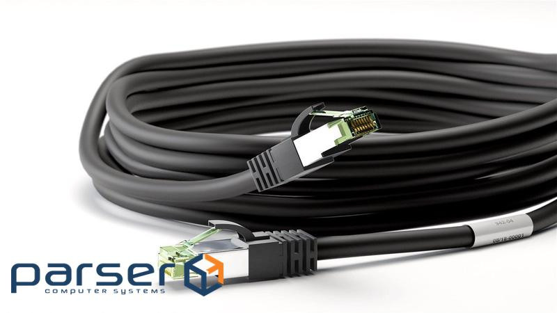Патч-корд екранований RJ45 SFTP8.1 0.5m, patch AWG24 D=8.2mm LSOH Gold Cu,чорний (75.06.6720-10)