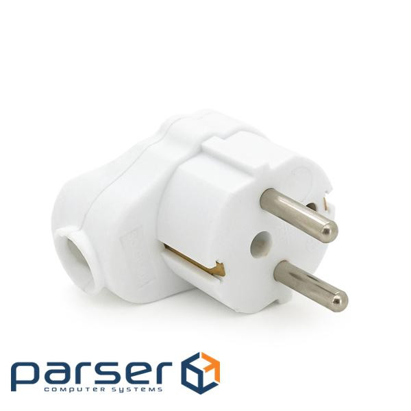 Вилка із заземленням кутова з кільцем, розбірна SQ-GP-003, 16А 220V, White, Q200 220V, White, Q200