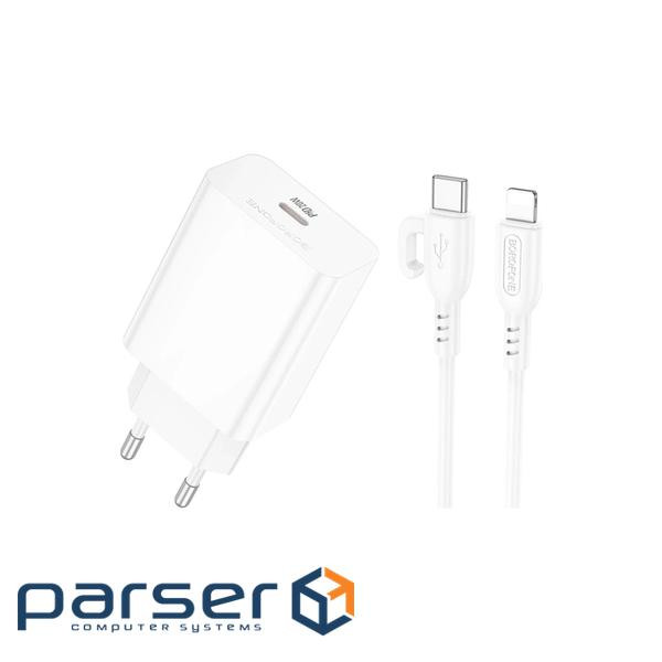 Зарядний пристрій BOROFONE USB-C PD20W + cable USB-C to Lightning white (6941991111419)
