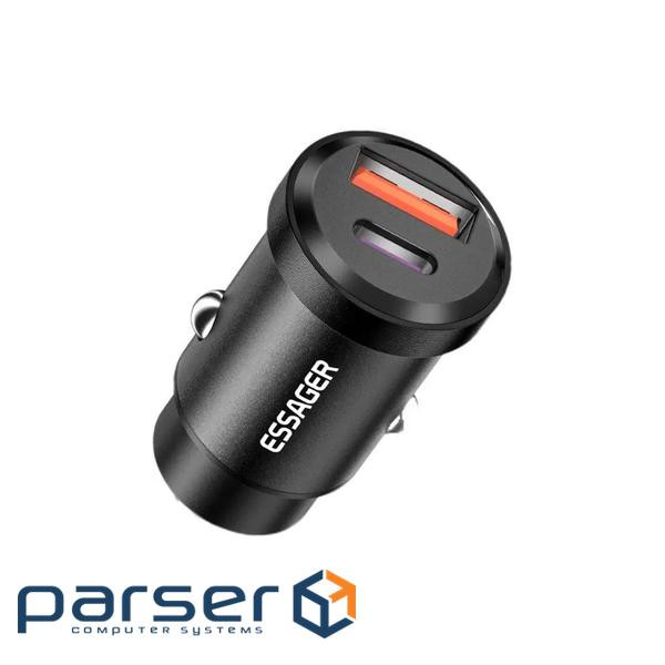 Зарядний пристрій Essager 1xUSB-C 30W + 1xUSB black (ECCAC-TL01)
