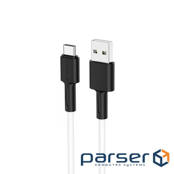 Кабель BOROFONE BX31 USB to Type-C 3A, 1m, silicone, TPE connectors, White (BX31CW)