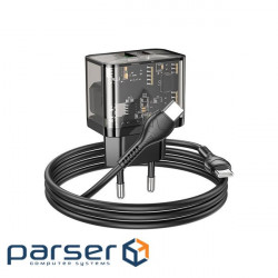 Мережевий зарядний пристрій HOCO N34 Dazzling dual-port PD20W+QC3.0 charger set(Type (6931474799180) HOCO N34 Dazzling dual-port PD20W+QC3.0 charger set(Type (6931474799180)
