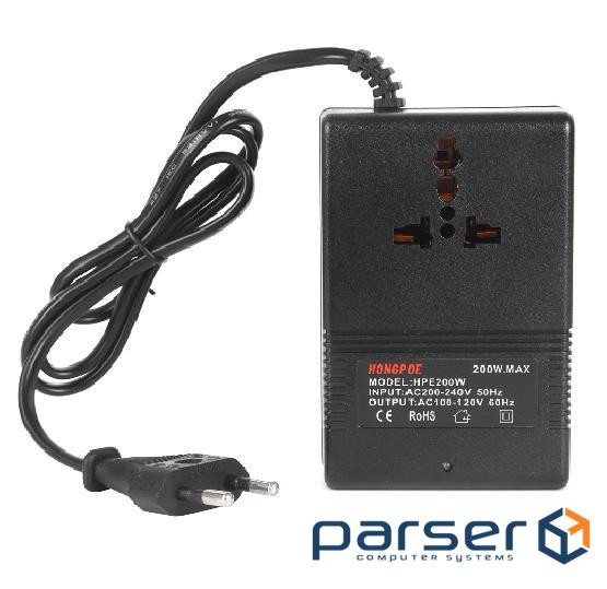 Перетворювач напруги трансформаторний 200W Input 220 V / Output 110V, + універсальна розе (HPE-200W)