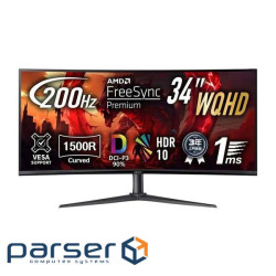 Монiтор TFT ACER 34" XZ340CURX2bmiipphx (UM.CX0EE.205) 21:9 VA Curved WQHD 200Hz 2*HDMI 2*DP HAS MM