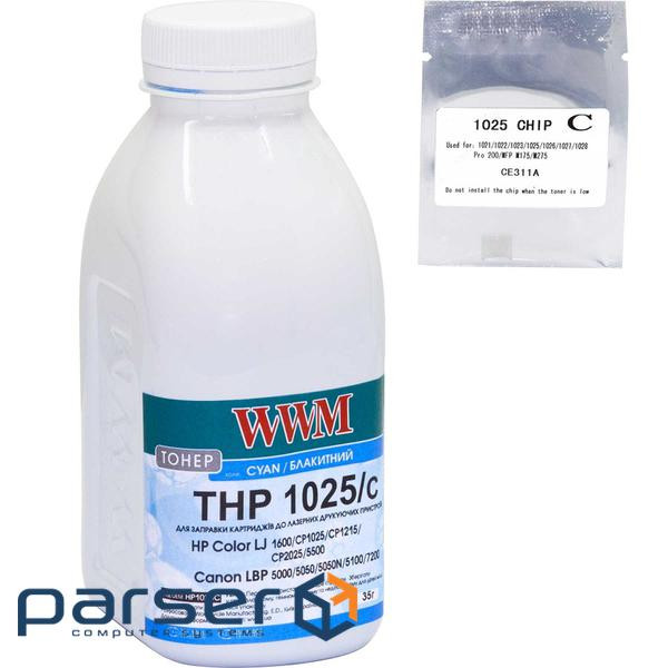 Тонер HP CLJ CP1025 35г Cyan +chip WWM (TC1025C)