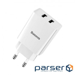 Мережевий зарядний пристрій Baseus Speed Mini Dual U Charger 10.5W White (CCFS-R02) Baseus Speed Mini Dual U Charger 10.5W White (CCFS-R02)