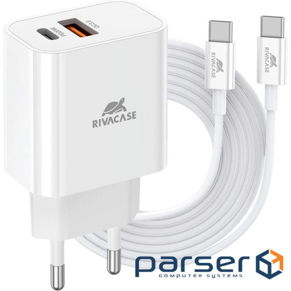 Зарядний пристрій RIVACASE Rivapower PS4102 WD4 1xUSB-A, 1xUSB-C, PD3.0, QC3. (PS4102 WD4 (White))