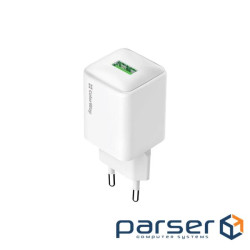 Мережевий зарядний пристрій ColorWay, White, 18 Вт, 1xUSB (QC3.0), Auto ID (CW-CHS063Q-WT)