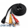 Кабель мультимедійний Jack 3.5mm male to 3RCA 90 Extradigital (KBV1732)