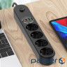 Мережевий фільтр COLORWAY CW-CHE44PDB Black, 4 розетки, 1xUSB-C, 3xUSB, 2м 