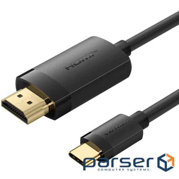 Кабель USB 2.0 Type-C M - HDMI M, 2.0m 4K 60 Гц PVC Black Vention (CRIBH)