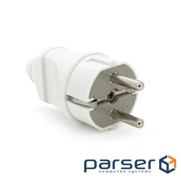 Вилка Євро із заземленням пряма, розбірна, Premium16А 220V, колір білий, Q25 (000018156) , Q25 (000018156)