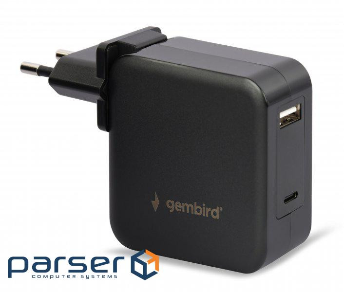 Зарядний пристрій Gembird 60W PD & QC, Type-C, USB-A (NPA-PD60-01)