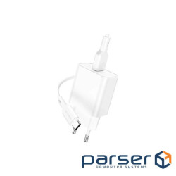 Зарядний пристрій BOROFONE USB QC3.0 + cable USB to USB-C 18W white (6974443388596)