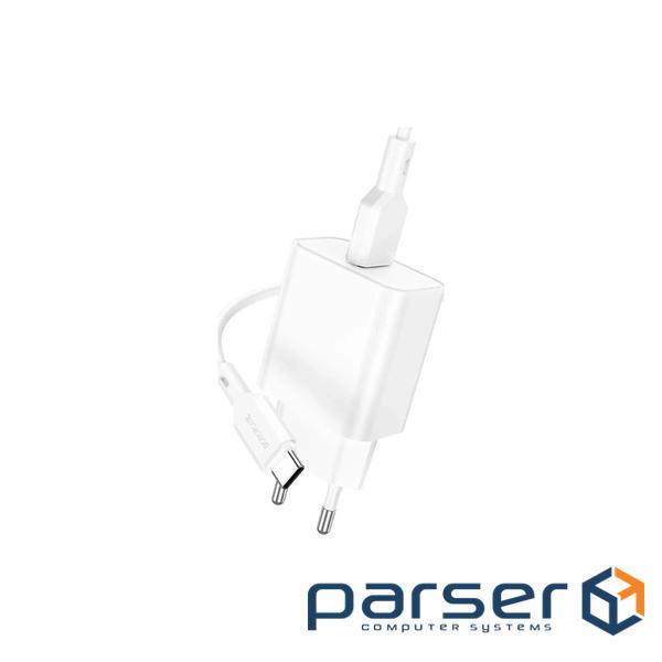 Зарядний пристрій BOROFONE USB QC3.0 + cable USB to USB-C 18W white (6974443388596)