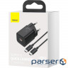 Зарядний пристрій BASEUS Super Si Quick Charger 1C PD 25W Black w/Type-C to Type-C c (TZCCSUP-L01)