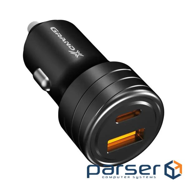 Зарядний пристрій Grand-X CH-30B 30W 1xUSB + 1xUSB-C PD + QC3.0 AFC FCP SCP VOOC Black