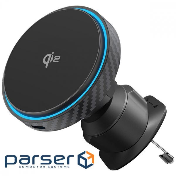Автодержатель с Беспроводной Зарядкой Proove Graphite Circle Qi2 15W black (WHGC15010001)