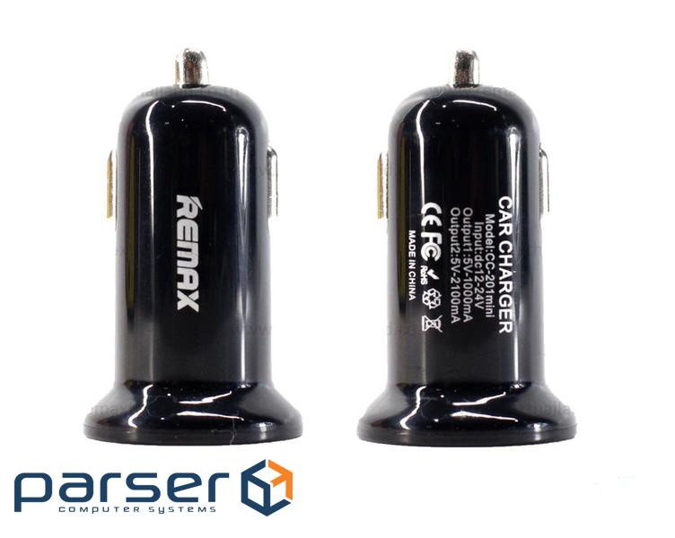 Автомобільний зарядний пристрій Remax Mini USBx2 2.4A/1A Black (Mini Black)