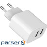 Зарядний пристрій Gembird 2 USB-A 5V/2.4A (12W) white (TA-UC-2A12-01)