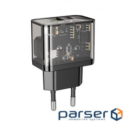 Мережевий зарядний пристрій HOCO N34 Dazzling dual-port PD20W+QC3.0 charger Transpar (6931474799166) HOCO N34 Dazzling dual-port PD20W+QC3.0 charger Transpar (6931474799166)