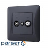 ТВ розетка Videx BINERA TV+SAT кінцева чорний графіт (VF-BNSK2TVSATE-BG)