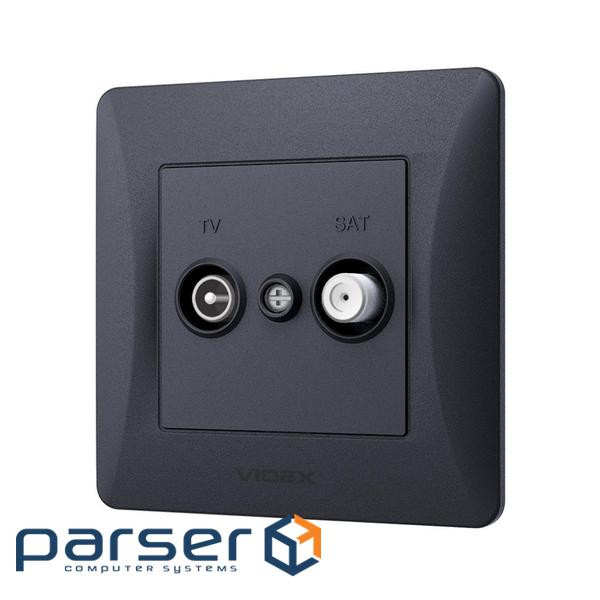 ТВ розетка Videx BINERA TV+SAT кінцева чорний графіт (VF-BNSK2TVSATE-BG)