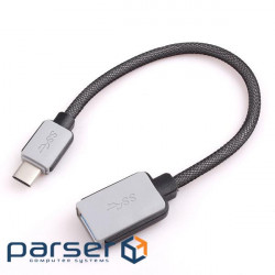 Перехідник USB 3.1 Type-C --> USB (OTG) OEM, кабель 0.2м, оплетення (S0679)