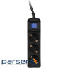 Мережевий фільтр 2E 2E-U03ESM1.5BK Black, 3 розетки, 1.5м 