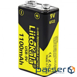 Battery LIITOKALA Li-Ion “Krona” 1100mAh, Type-C charging (USB-9V)