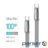 Дата кабель USB-C to USB-C 1.0m 5A 100W ultra-thin gray ColorWay (CW-CBPDCC100-GR)