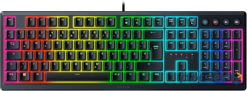 Ігрова RGB-клавіатура Razer Ornata V3 (DE), чорна, плоска механо-мембранна RGB- (RZ03-04460400-R3G1)